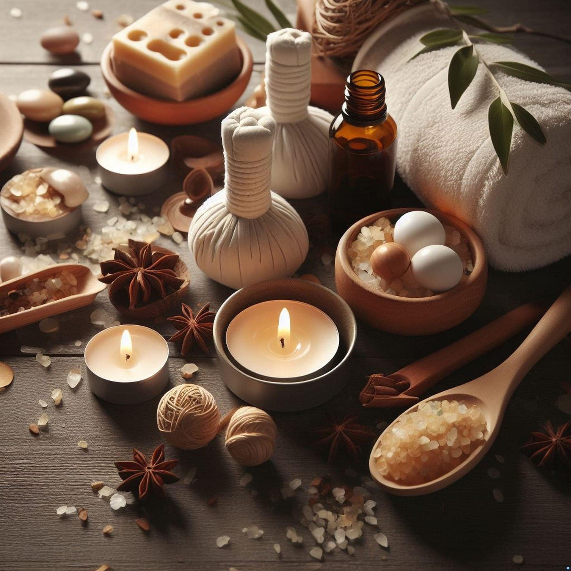 Compresas herbales, sales, velas y aceites para el ritual